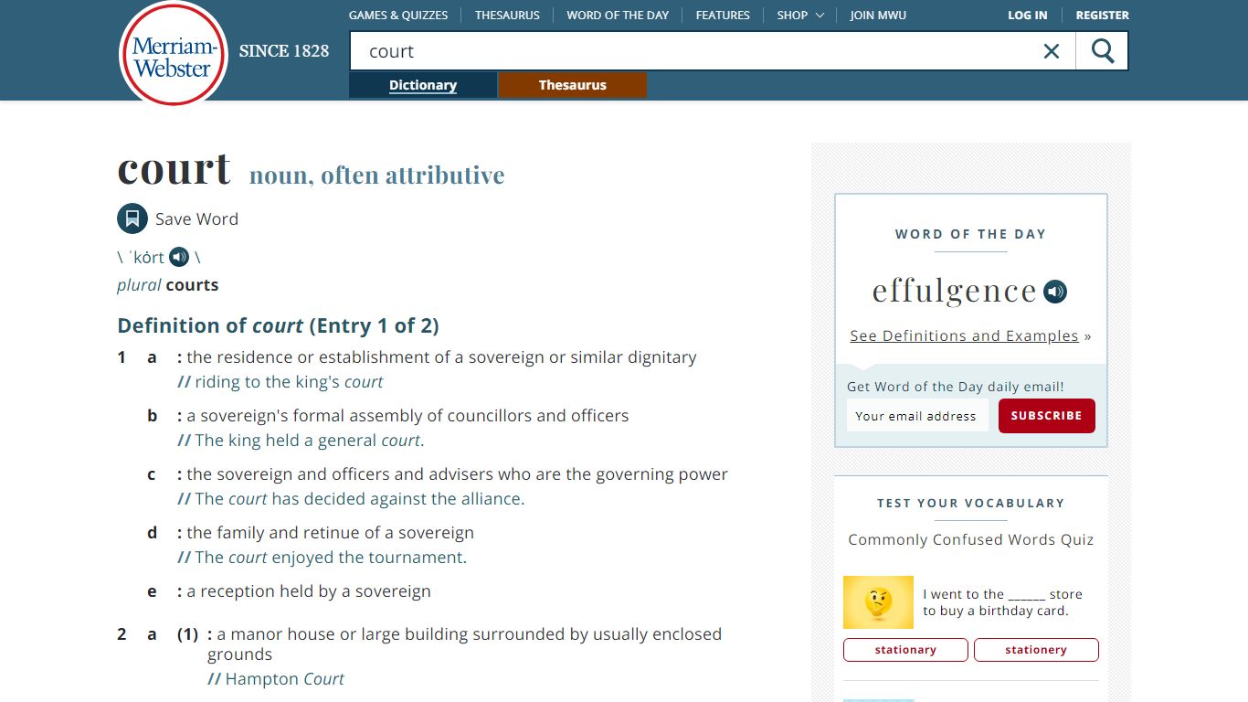 Court Definition & Meaning - Merriam-Webster